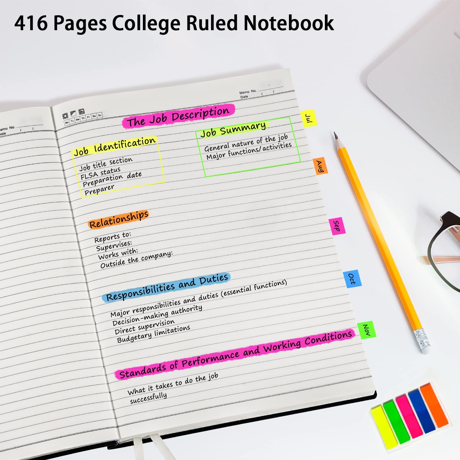Notebook Journal, 8.5″ x 11″, 400 Pages College Ruled Notebook, Leather Journ…