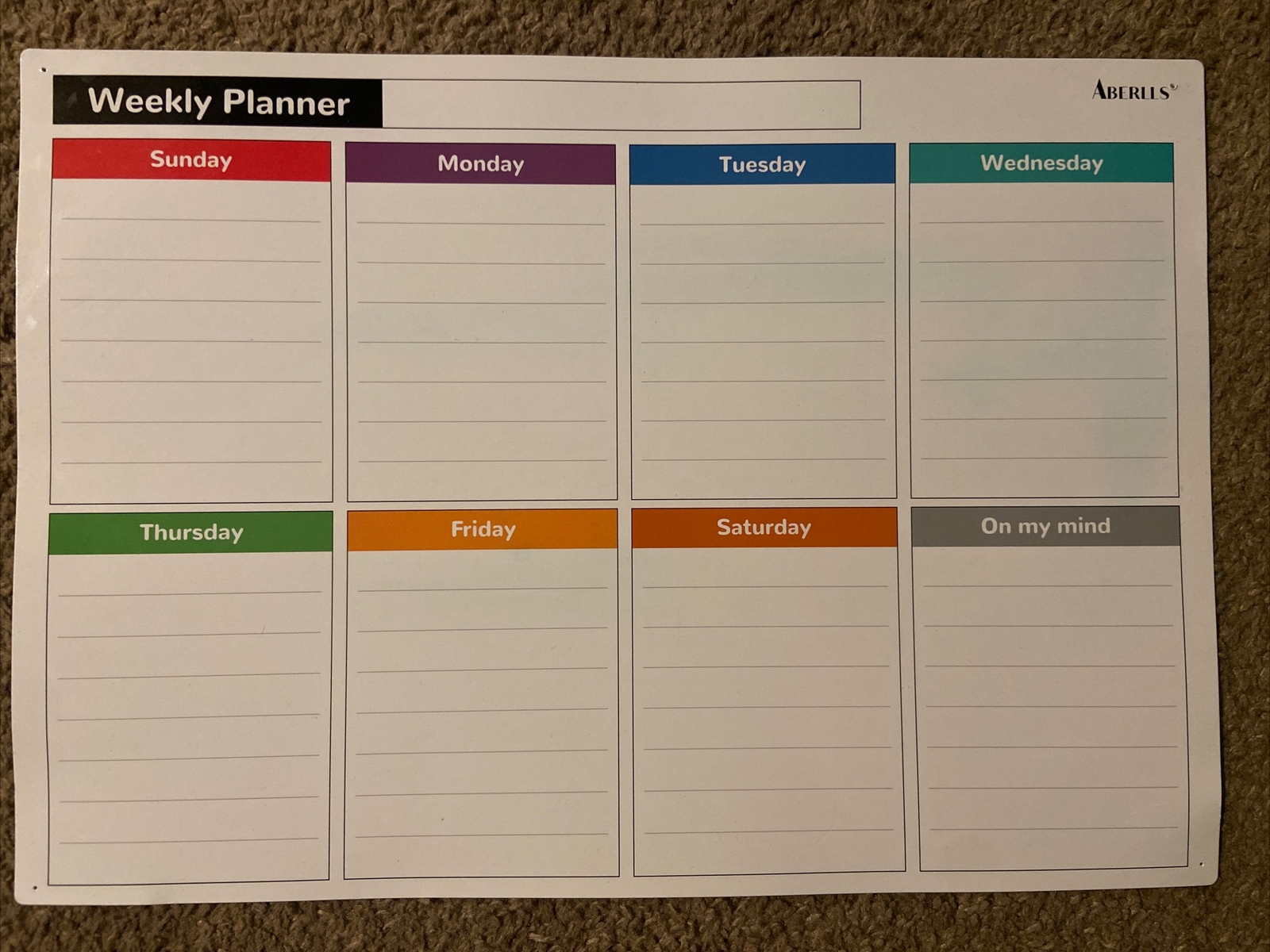 Aberlls Weekly Planner Magnetic Dry Erase Calendar – 17”x12”, Colorful