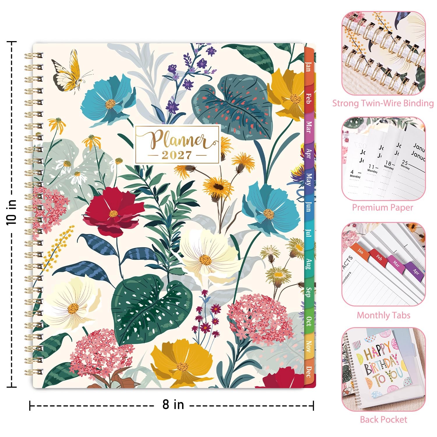 2027 Planner – Jan. 2027 – Dec. 2027, 8″ x 10″, Planner 2027 Weekly and Month…