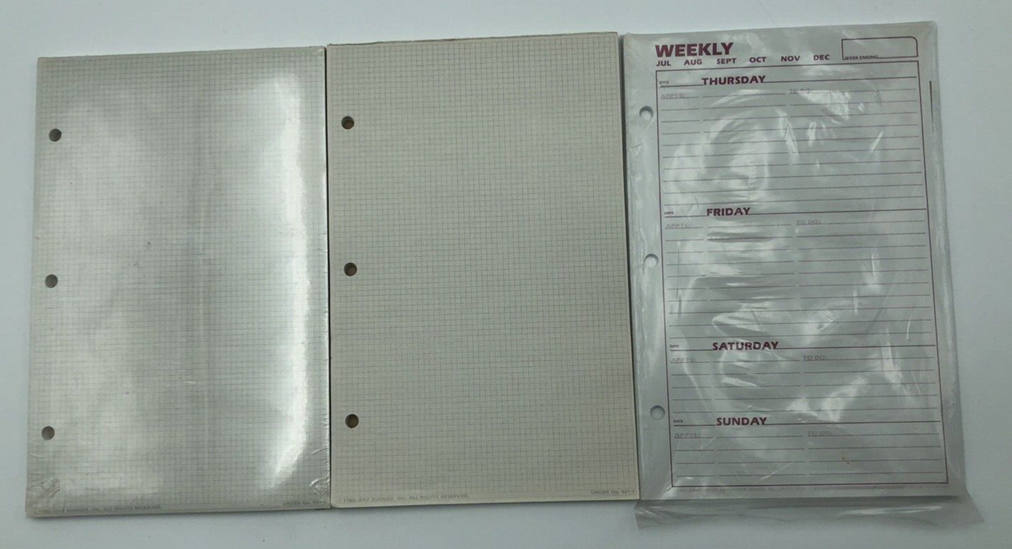 Day Runner Vintage Paper Grid Pad x2 and Weekly Refill for 3-Ring Planners