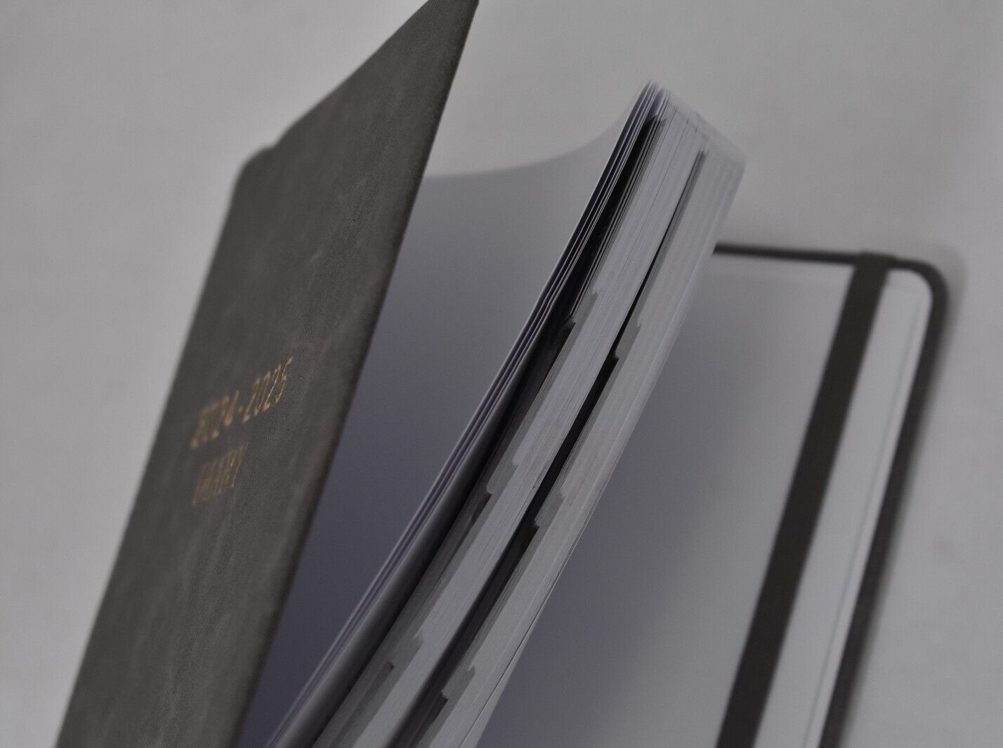 18 Month 2024-25 Diary Journal Notebook Hardcover Gray w Ribbon Marking