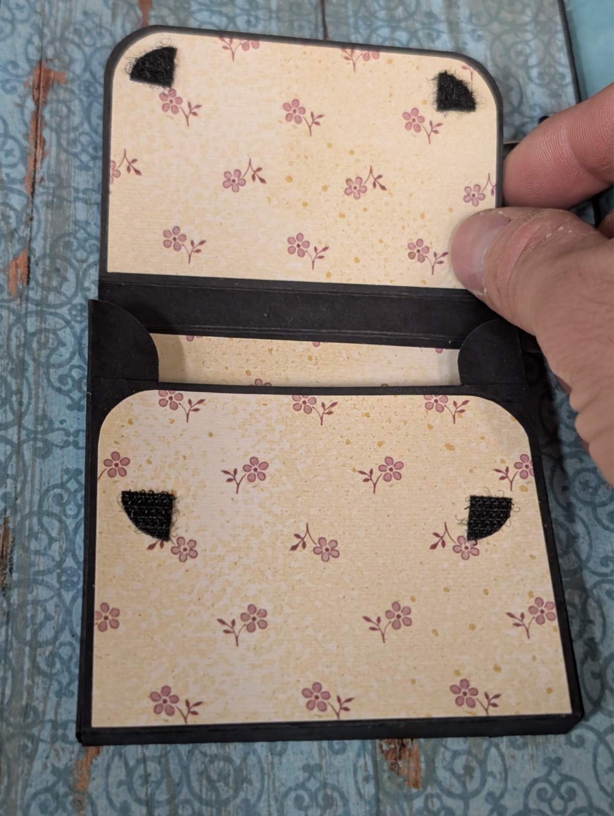 Handmade Paper Journal Flower print 4″x6″, Grocery List / Notepad Organizer