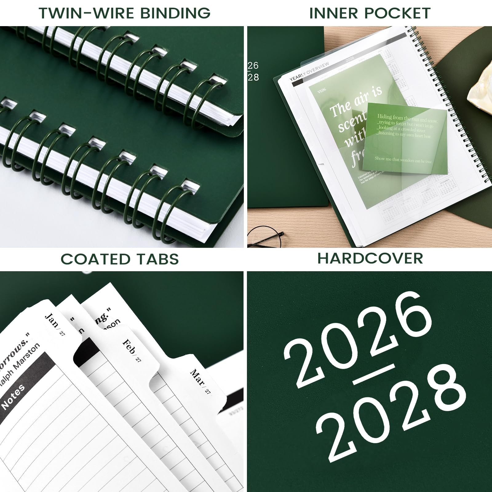 2026 2027 2028 Monthly Planner 24 Month Calendar Tabs Large 9×11 Hardcover