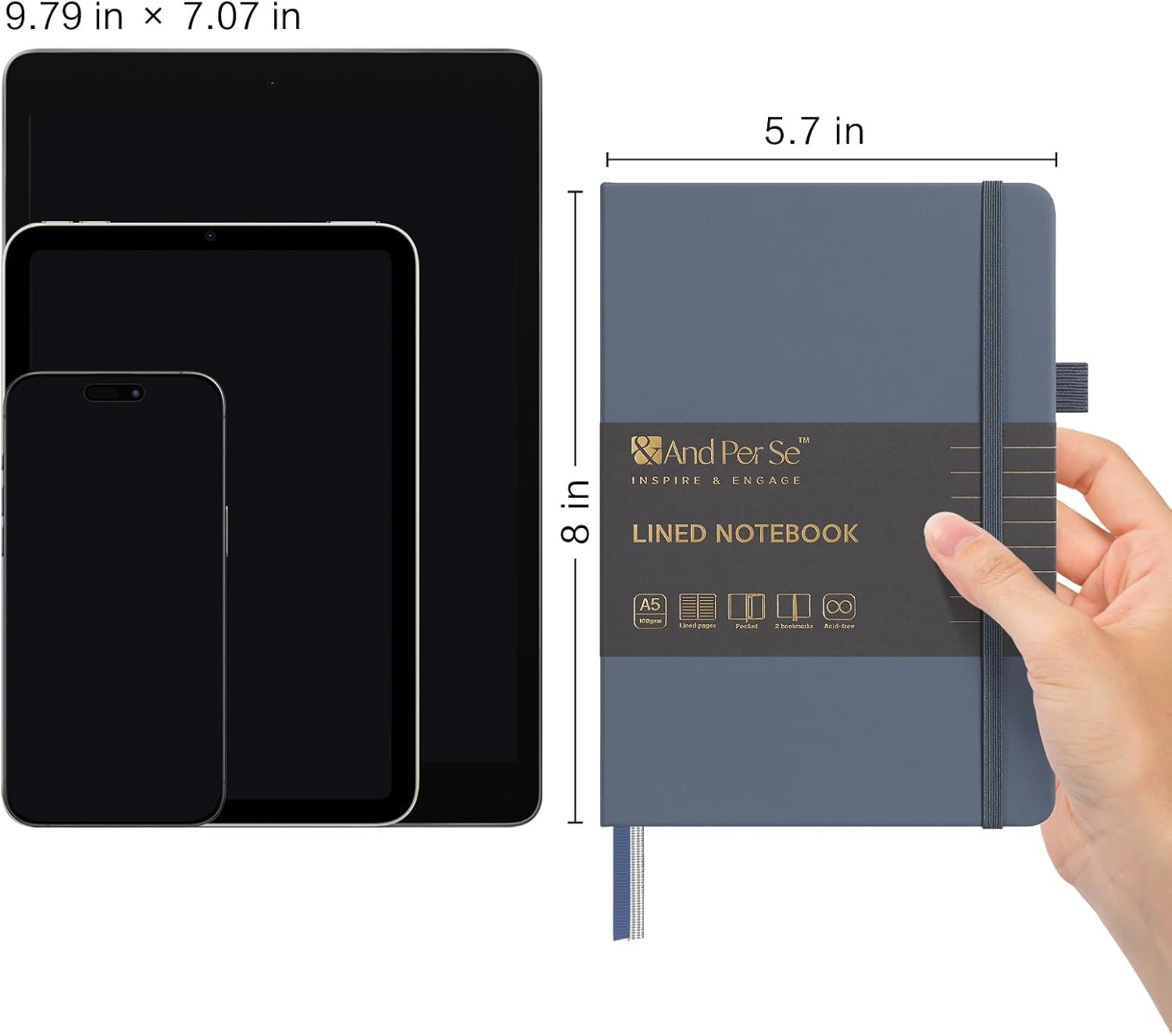 Lined Journal Notebook, 160 Pages, A5 5.7 X 8 Inches College Ruled Thick Paper N