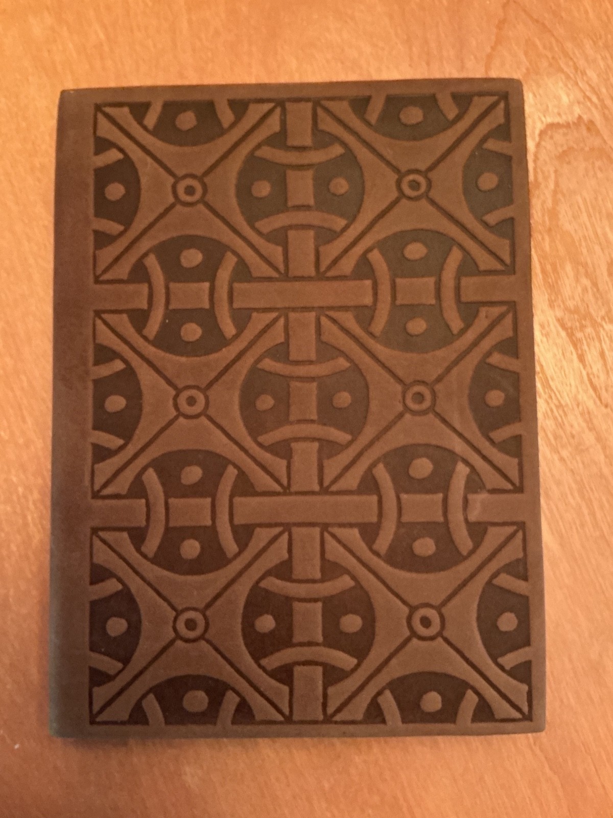ITALIAN BROWN TOOLED LEATHER ARTS & CRAFTS LINED JOURNAL DIARY NOTEBOOK NWT