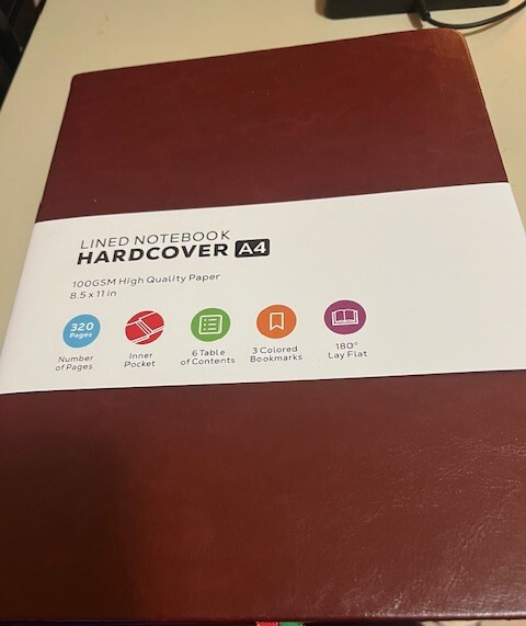 A4 Lined Notebook Hardcover Burgundy100GSM High Quality Paper 8.5 x 11 In 320 Pg
