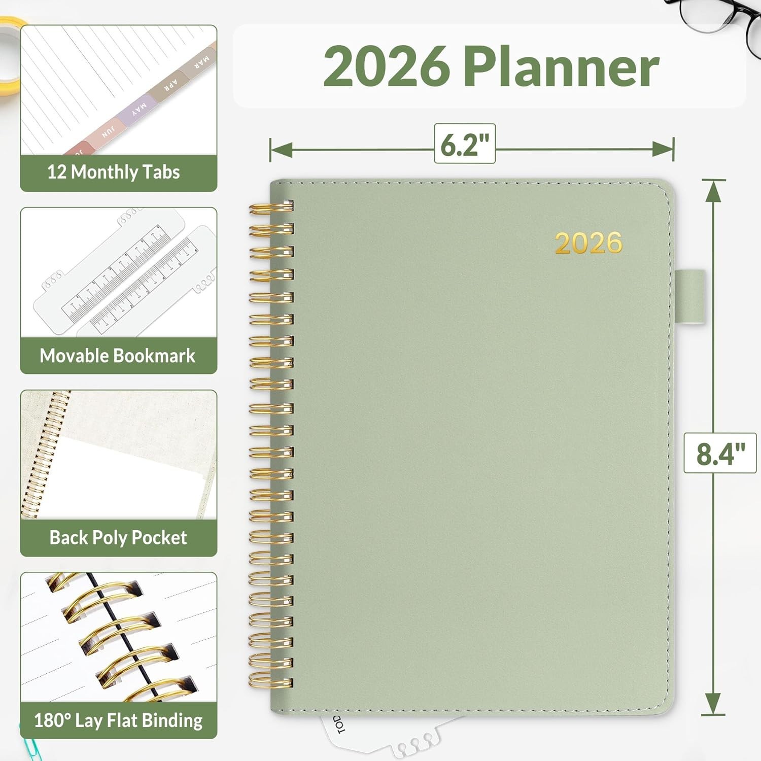 2026 Weekly & Monthly Planner 6.4″x8.5″- 12 January 2026 – December 2026, L…