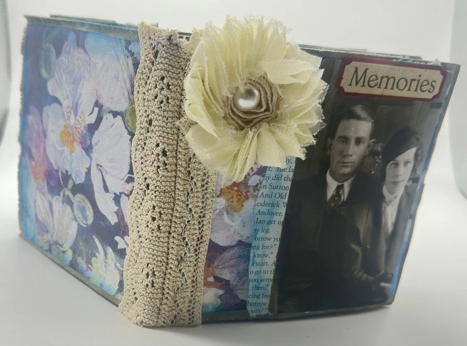 Hand Made Junk Journal 6×5 Inches Memories Themed Medium Is Brown Paper Bags