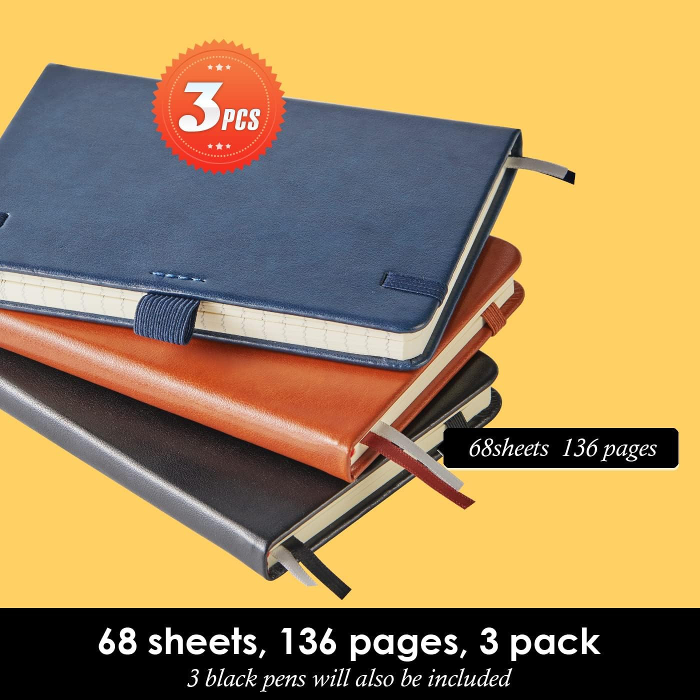 NIRMIRO 3 Pack Pocket Notebook Journals, Small Notepad Notebooks for Note Taking