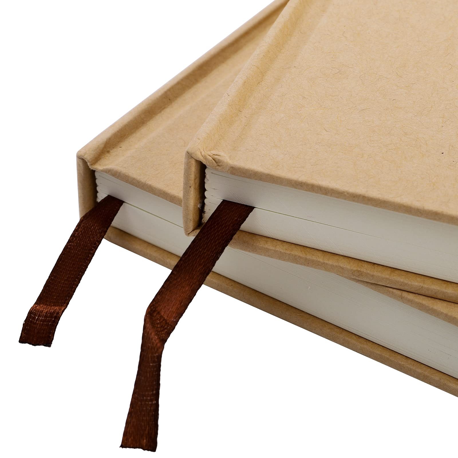 ZEAYEA 4 Pack A5 Blank Notebook Journal, 6 x 8.5 Inch Hardcover Brown