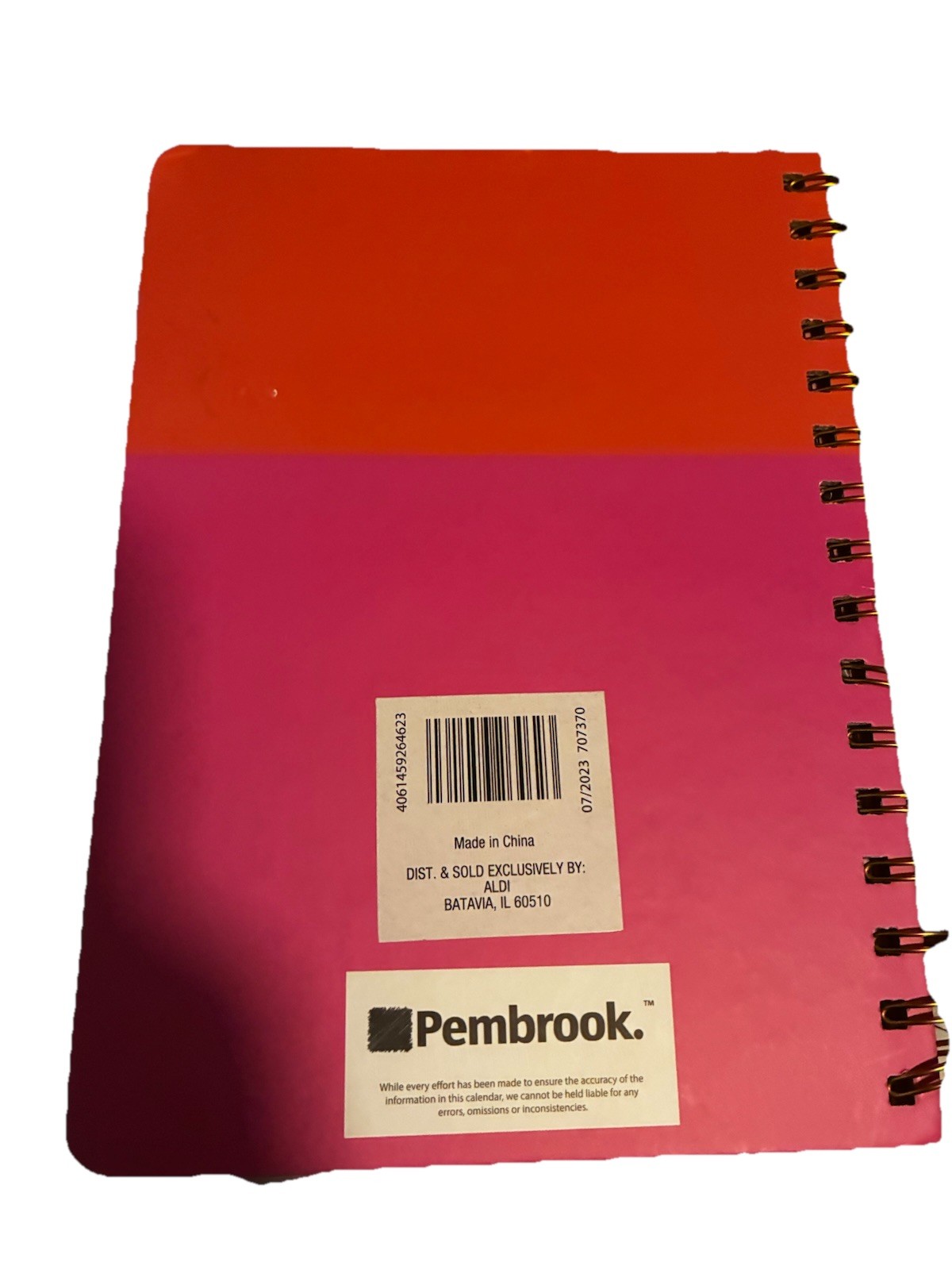 Pembrook 12-Month Undated Planner Pink/Orange Spiral Bound Monthly Weekly