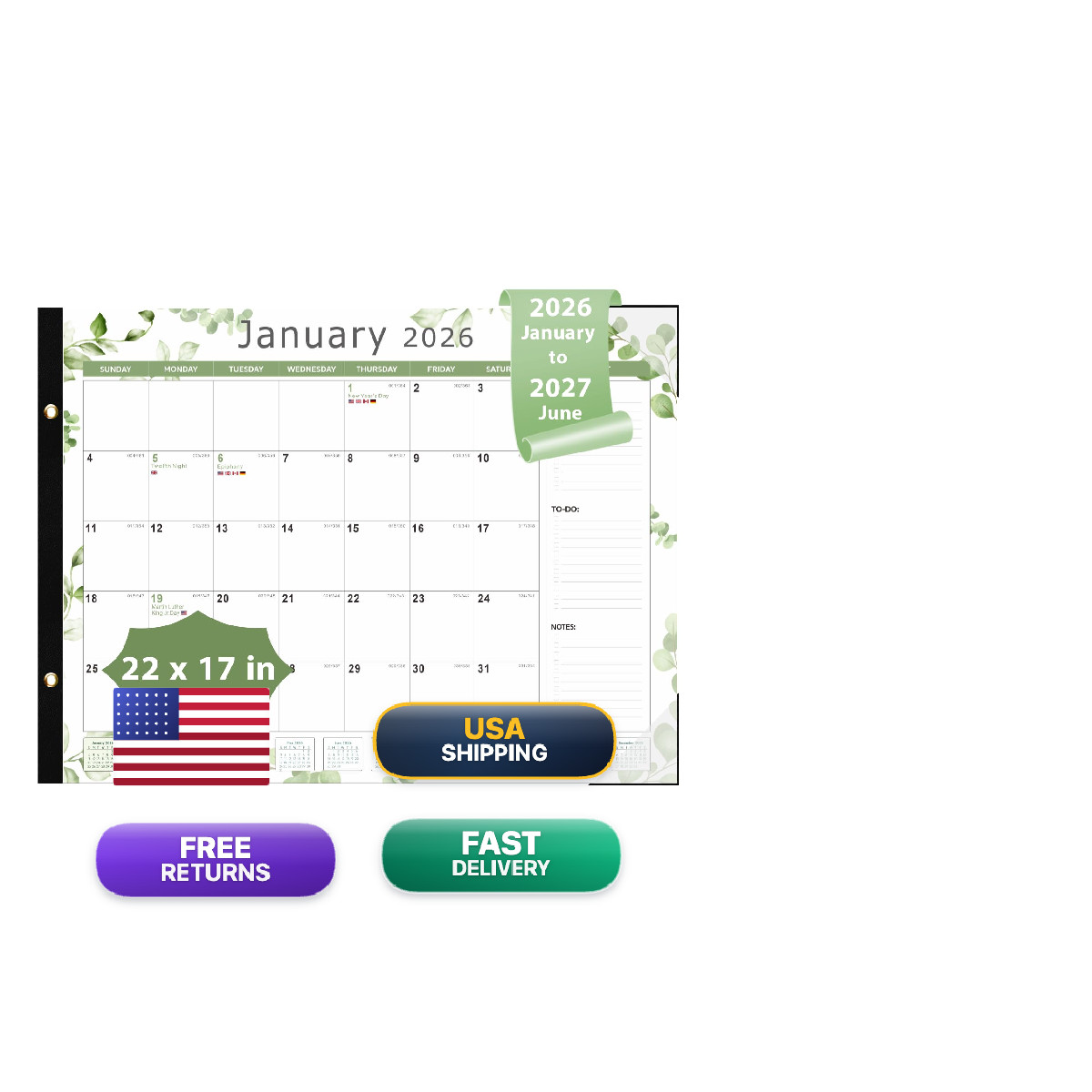 Valome Desk Calendar Large Desk Calendar 22 X 17 Jan – Jun 2027 Monthly Desktop