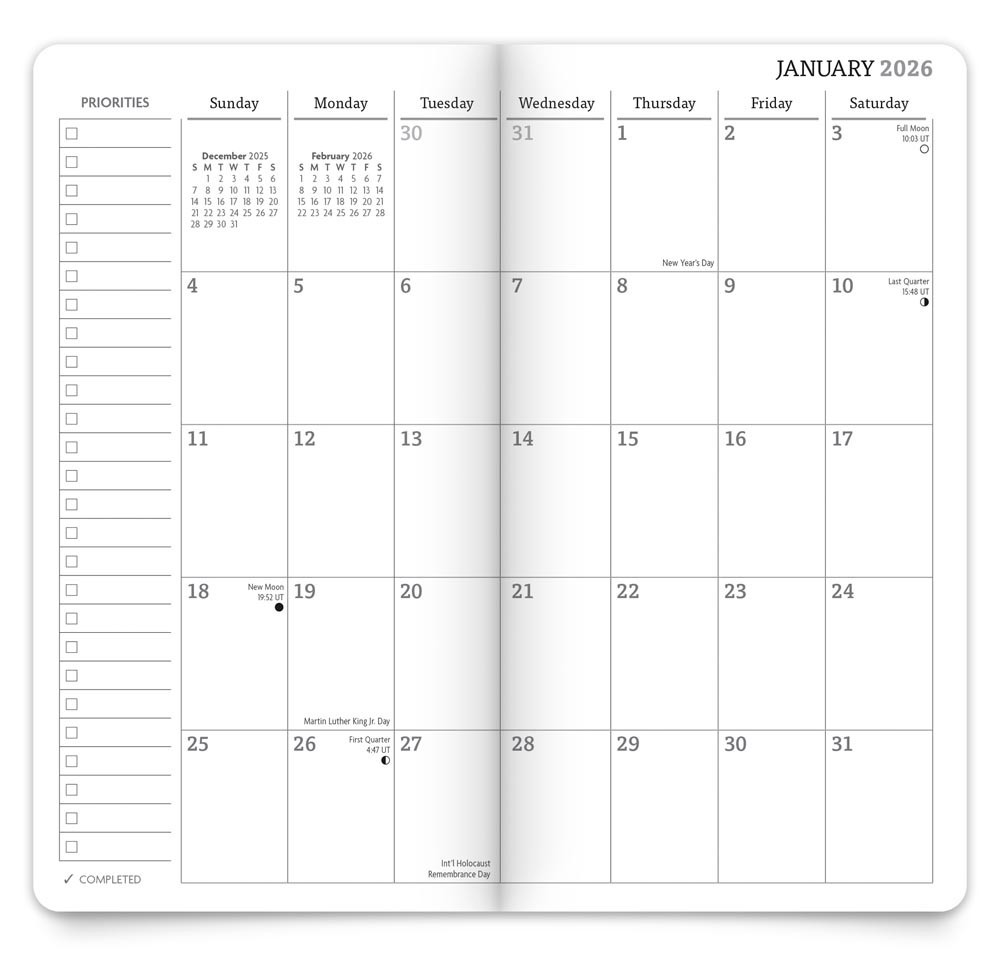 ViewPoint Black | 2026-2027 3.5×6.5″ Monthly Pocket Planner Calendar