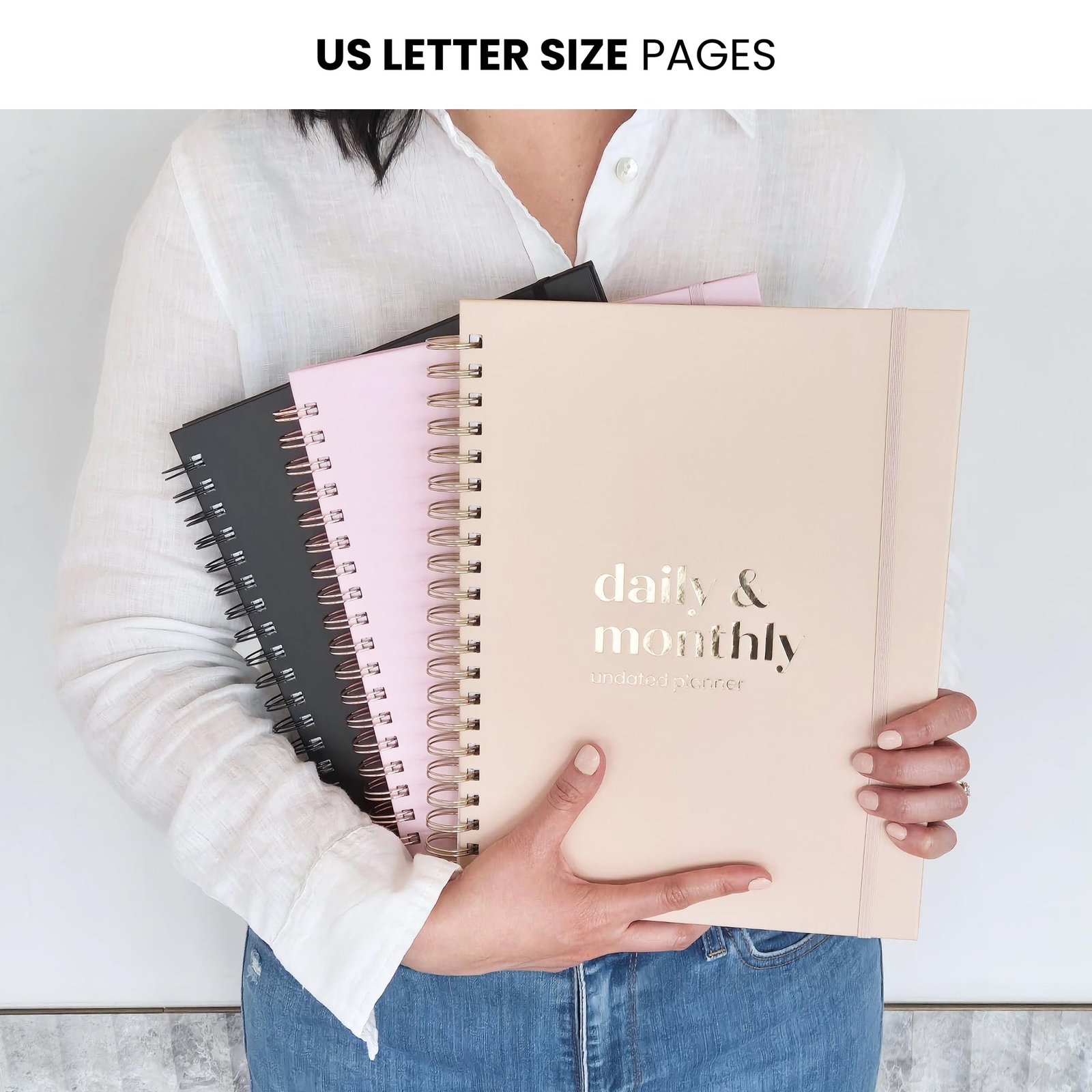 Undated Daily Planner with Hourly Schedule 8.5″ x 11″ Letter Size Pages – Ful…