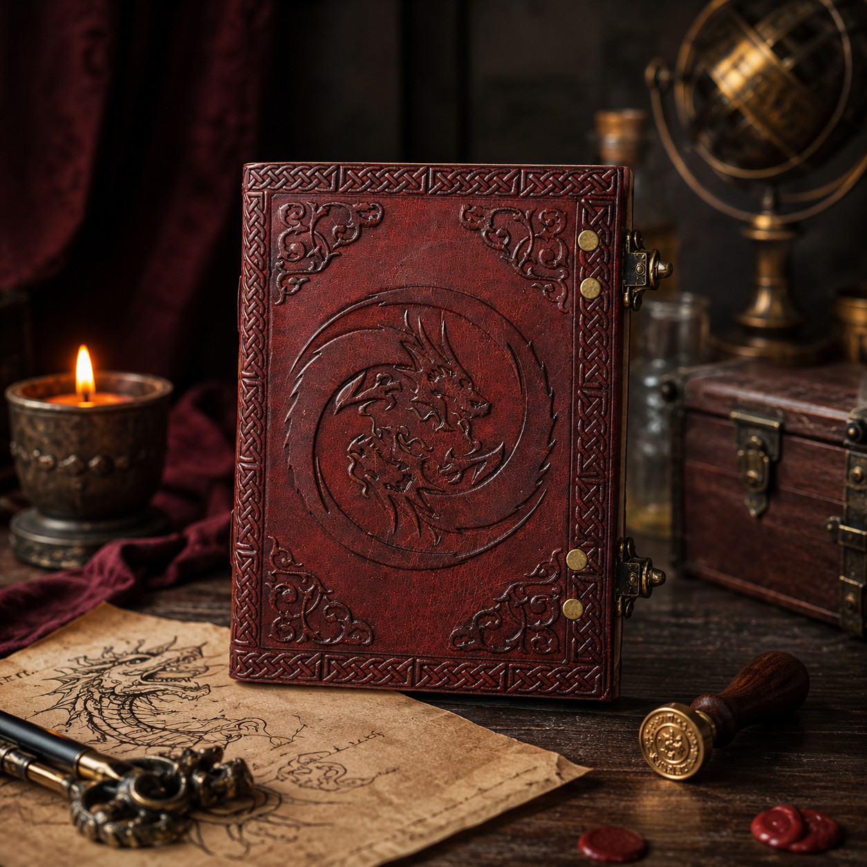 Handmade Leather Journal 7×5″ Vintage Diary Notebook Double Lock – 200Blank Page