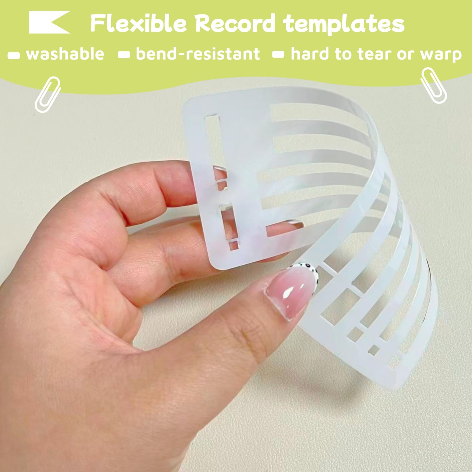 Flexible Record Template Set, 9 Pcs Reusable 2.5 inches by 5.2 inches, White
