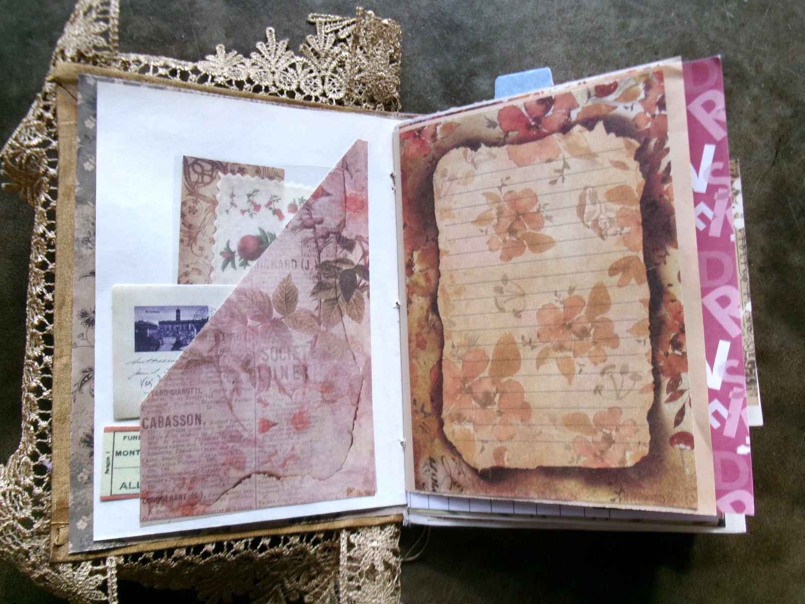 TRUE VTG JUNK JOURNAL WRITING JOURNAL JOURNAL “HEADS UP” POCKETS TUCKS