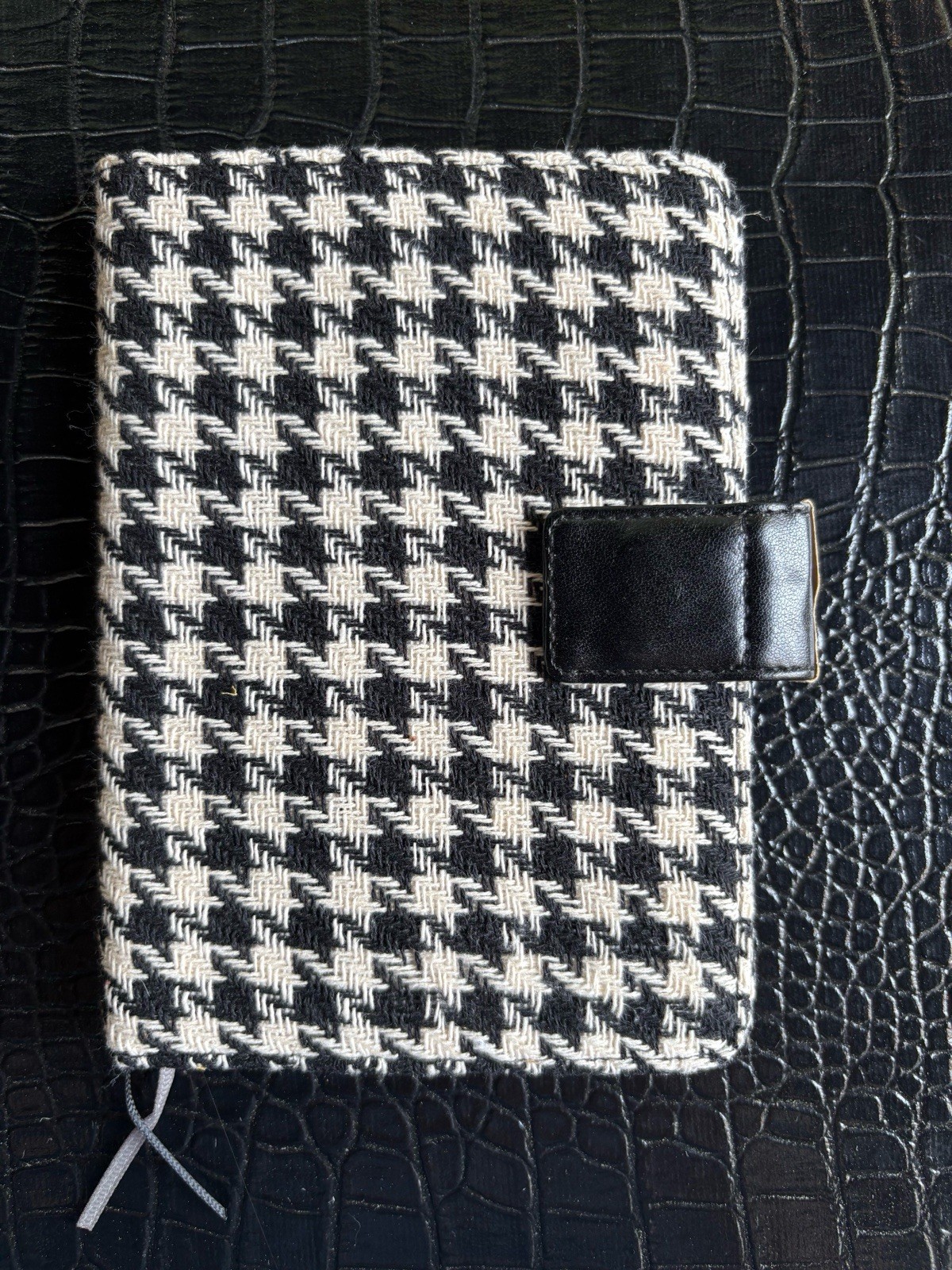 Mini Journal Planner Cover Houndstooth Check Black White Datebook Agenda A6 Size