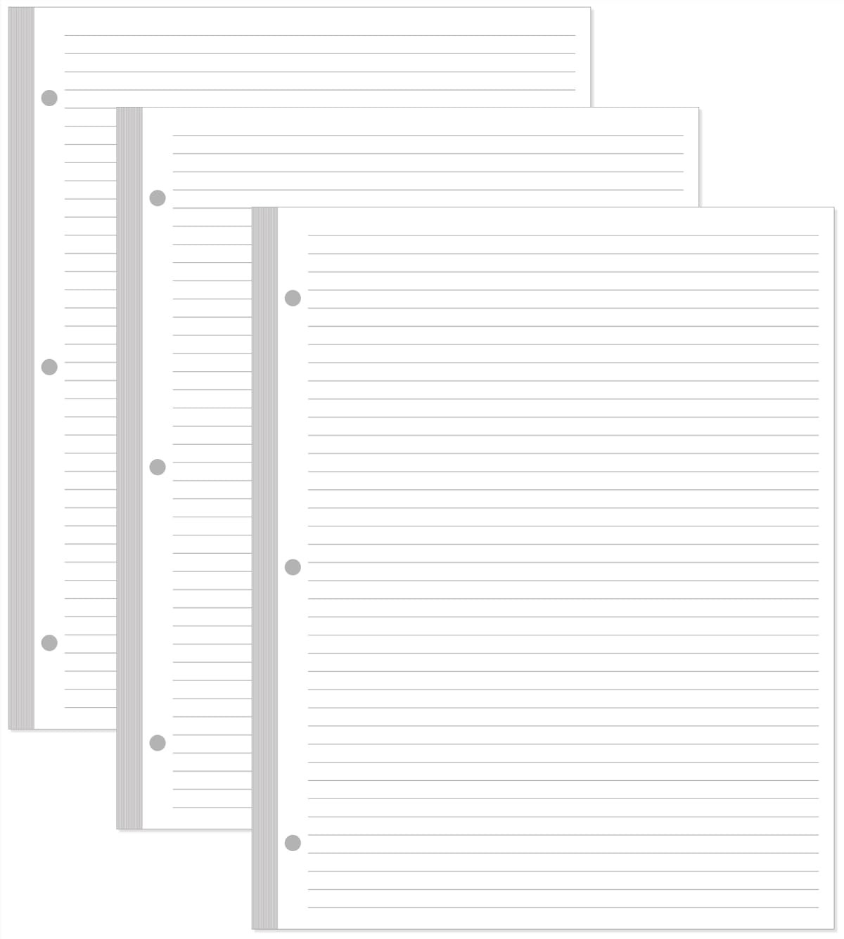 3Pack 3Hole Lined Letter Loose Leaf Refill Paper 300 Sheets 8.5×11 In