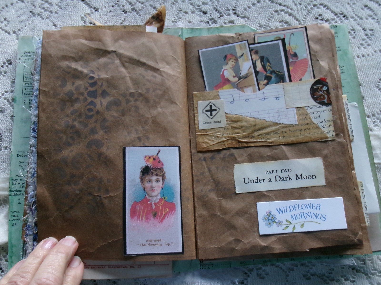 JUNK JOURNAL LADY IN THE MIRROR 6 1/2″ X 9″ APPROX. 50 PAGES