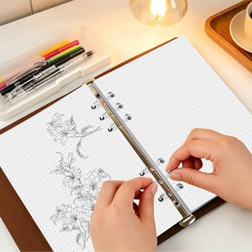 A5 Dotted Paper Refills 6 Hole Punched 100 Sheets 200 Pages Dot Grid Paper for