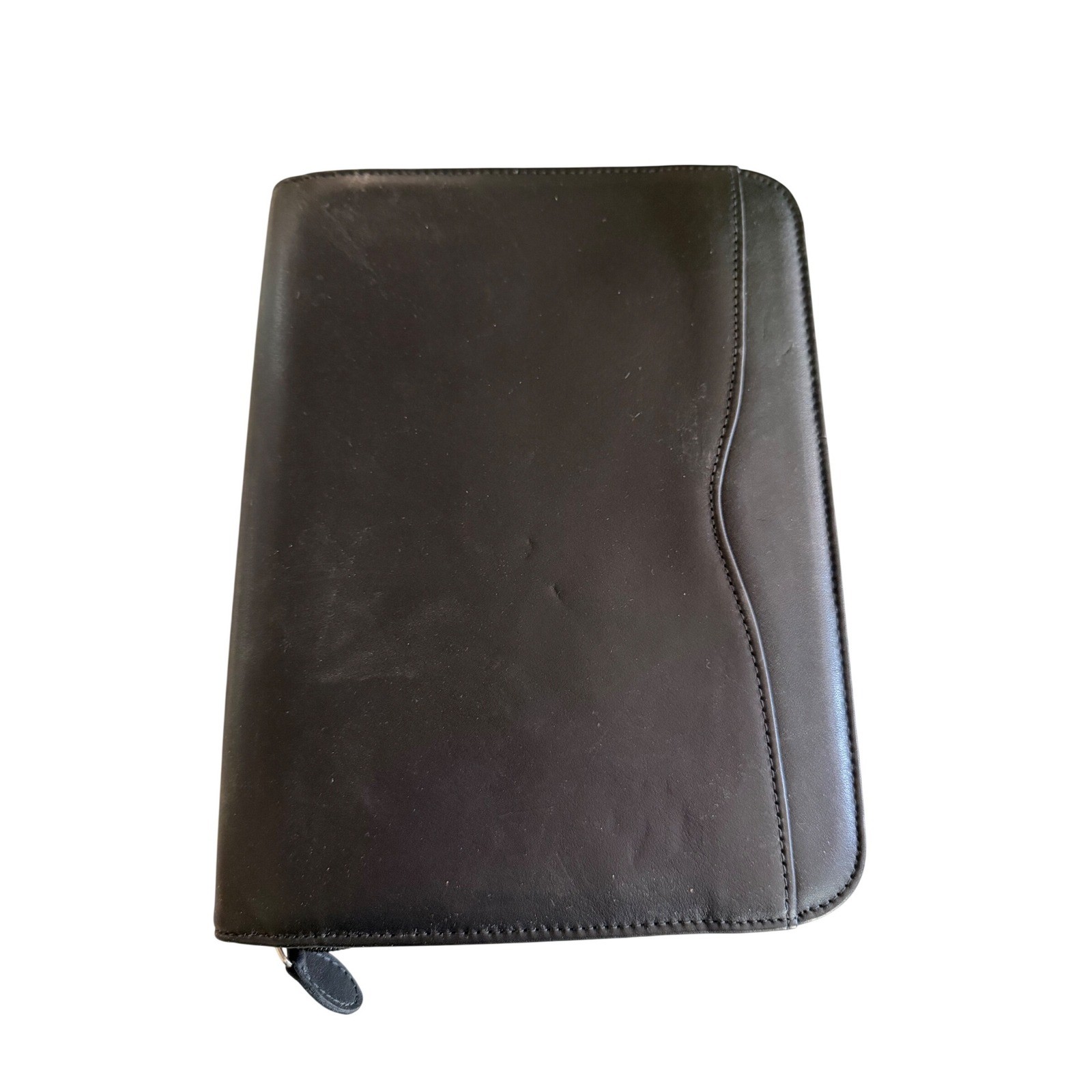 Day-Timer Leather Zip Around Planner Portfolio Unisex Large Black Professional
