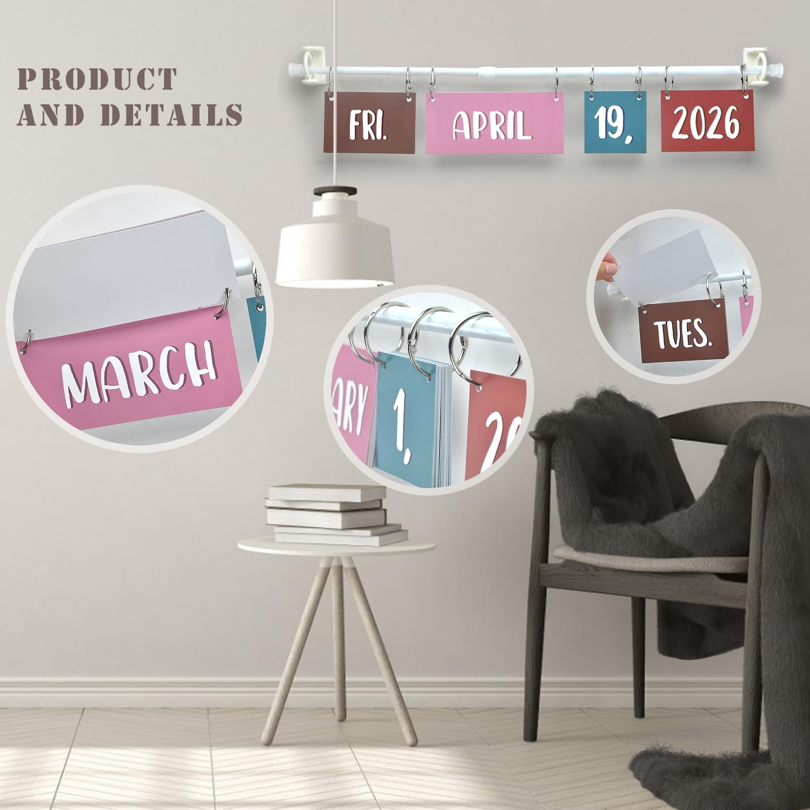 Bohe style calendar bulletin board set Bohemian style flipped calendar with