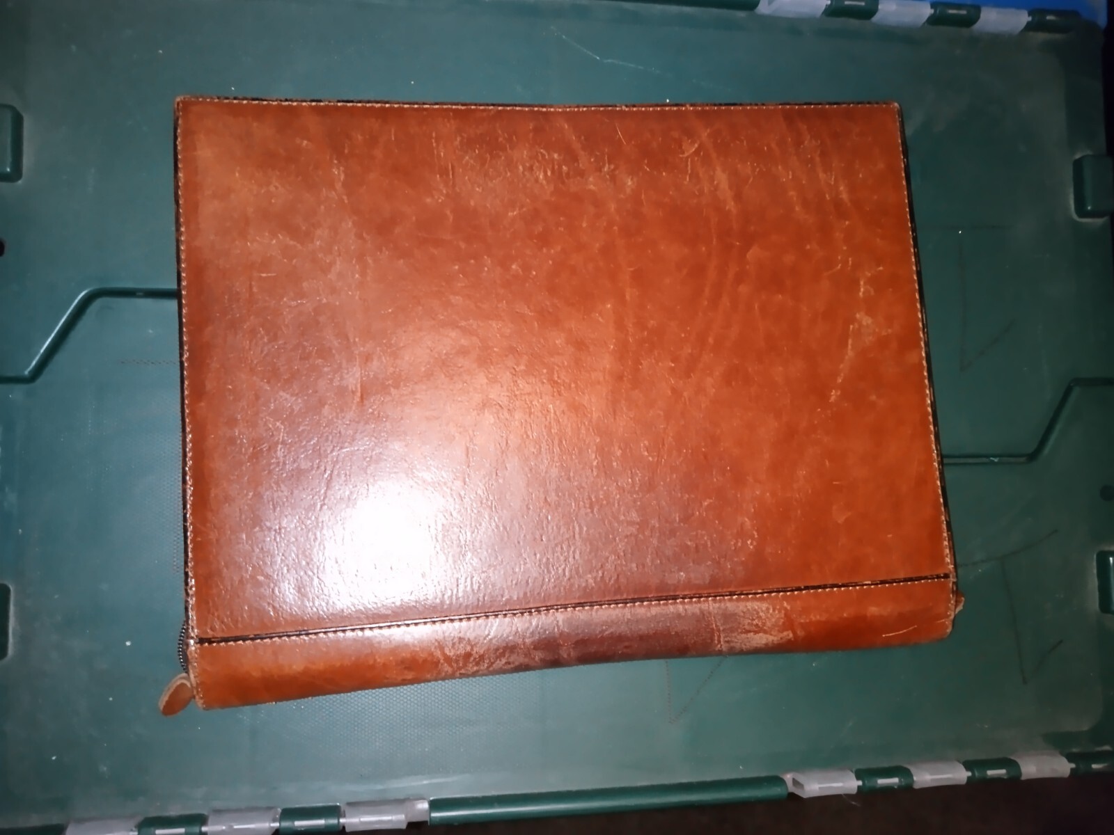 Vintage Tumi Desk Agenda Planner Organizer Notepad Brown Leather Stitched Zipper