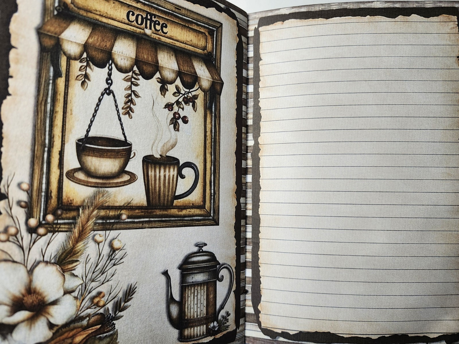 Junk Journal Blank Booklet “COFFEE CAFE” ESPRESSO MOCHA LATTE CAPPUCCINO