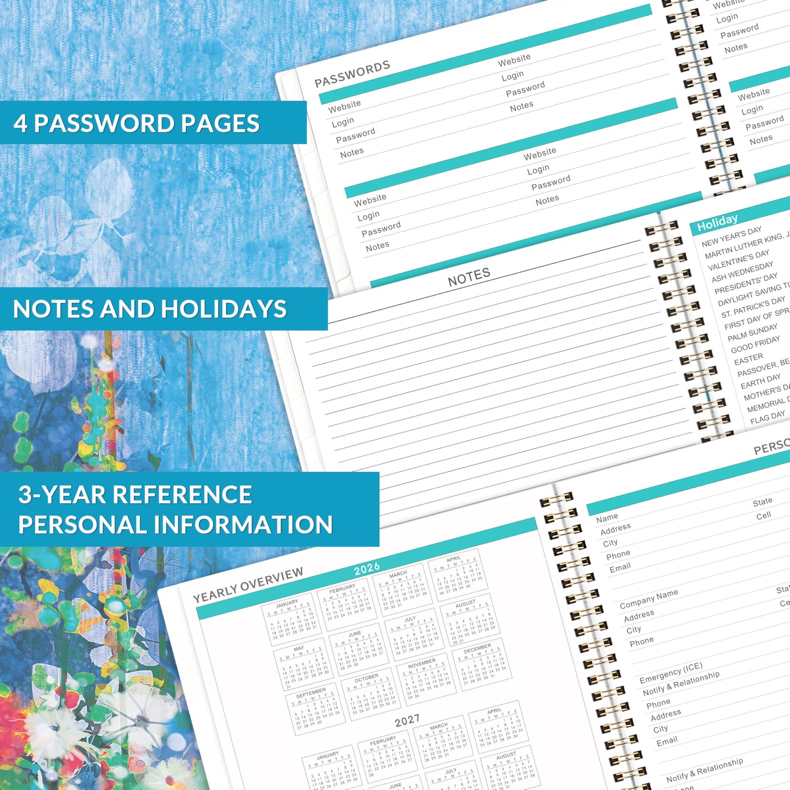 2026 Monthly Planner/Calendar – 9” x 11”, JAN. 2026 9×11 inches (A4), blue