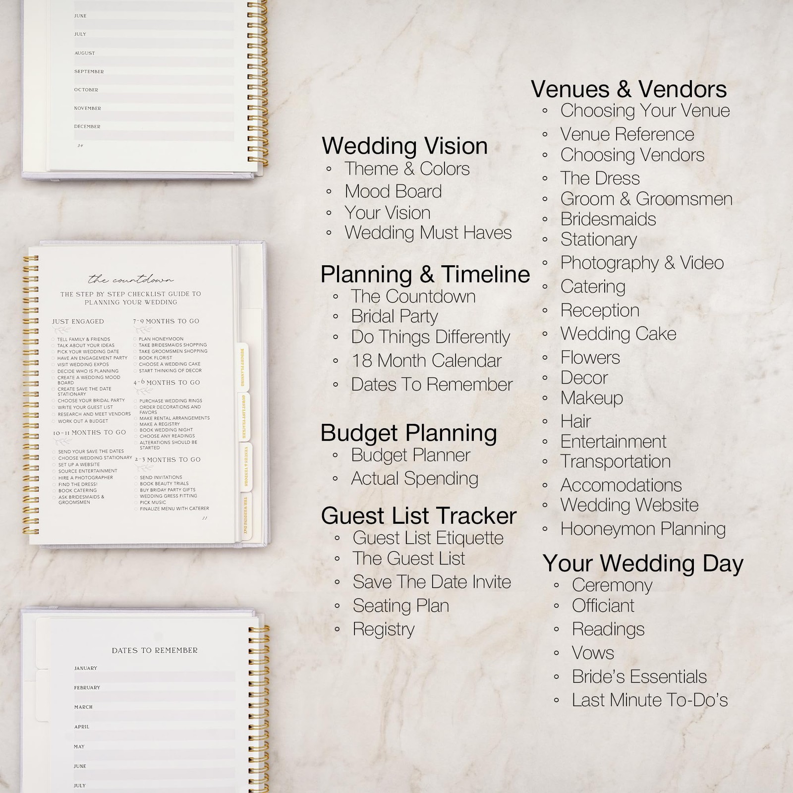 Wedding Planner Book and Organizer for Bride – Bridal Planner Notebook with T…