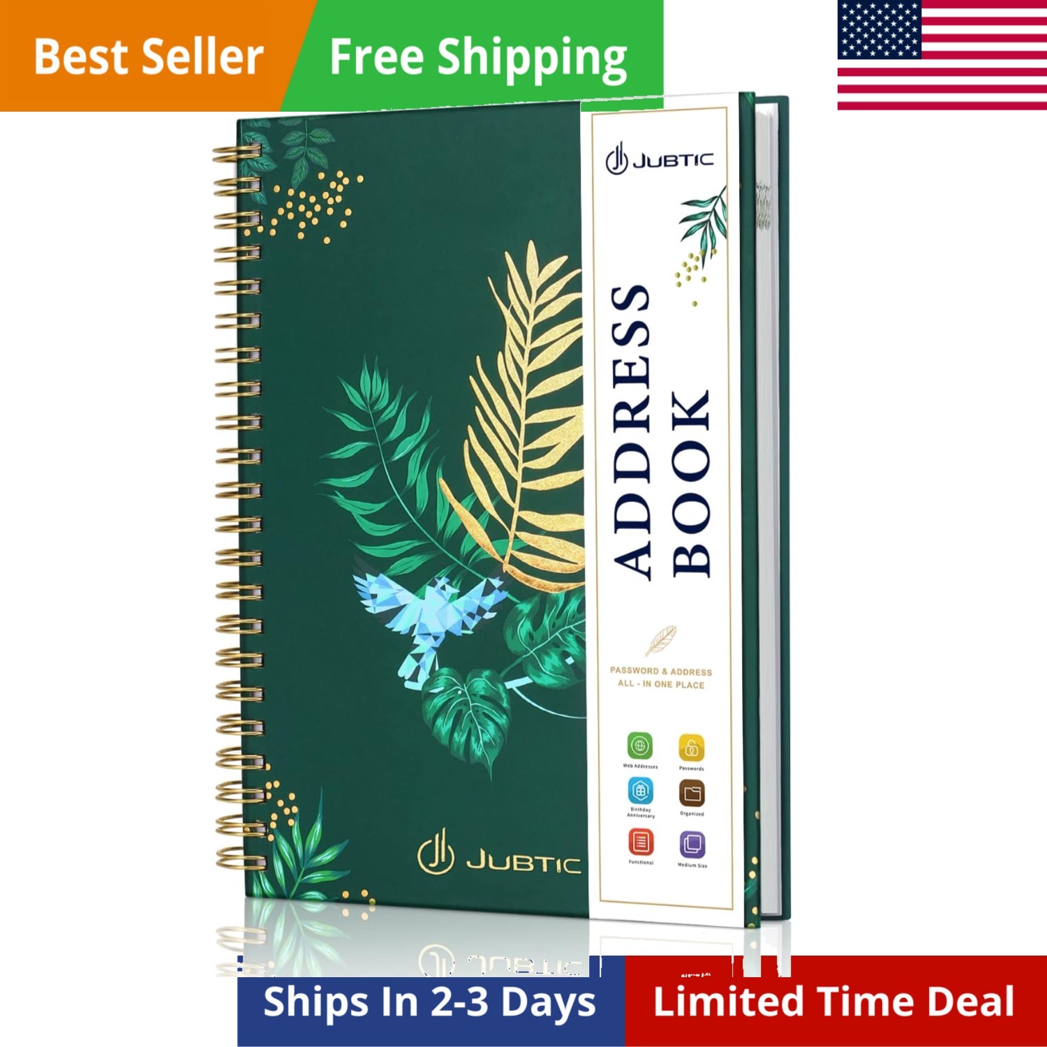 Refillable Address Book with Alphabetical Tabs Print Telephone 144 Pages