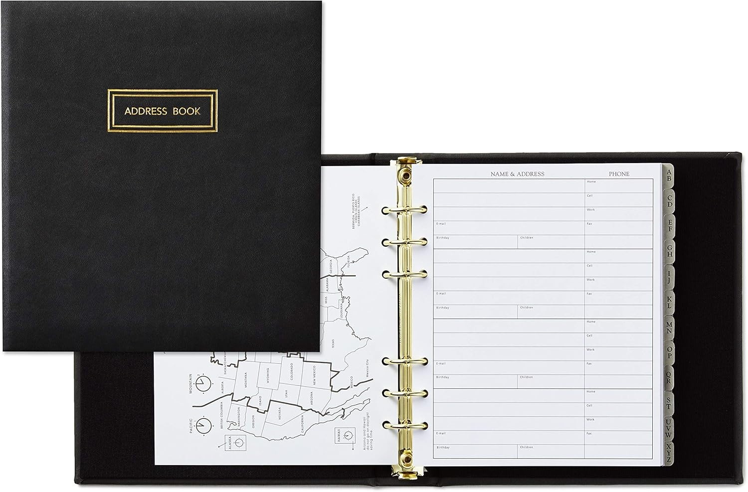 Stylish Refillable Address Organizer with Gold Stamped Cover, 7.25 x 7.75 in