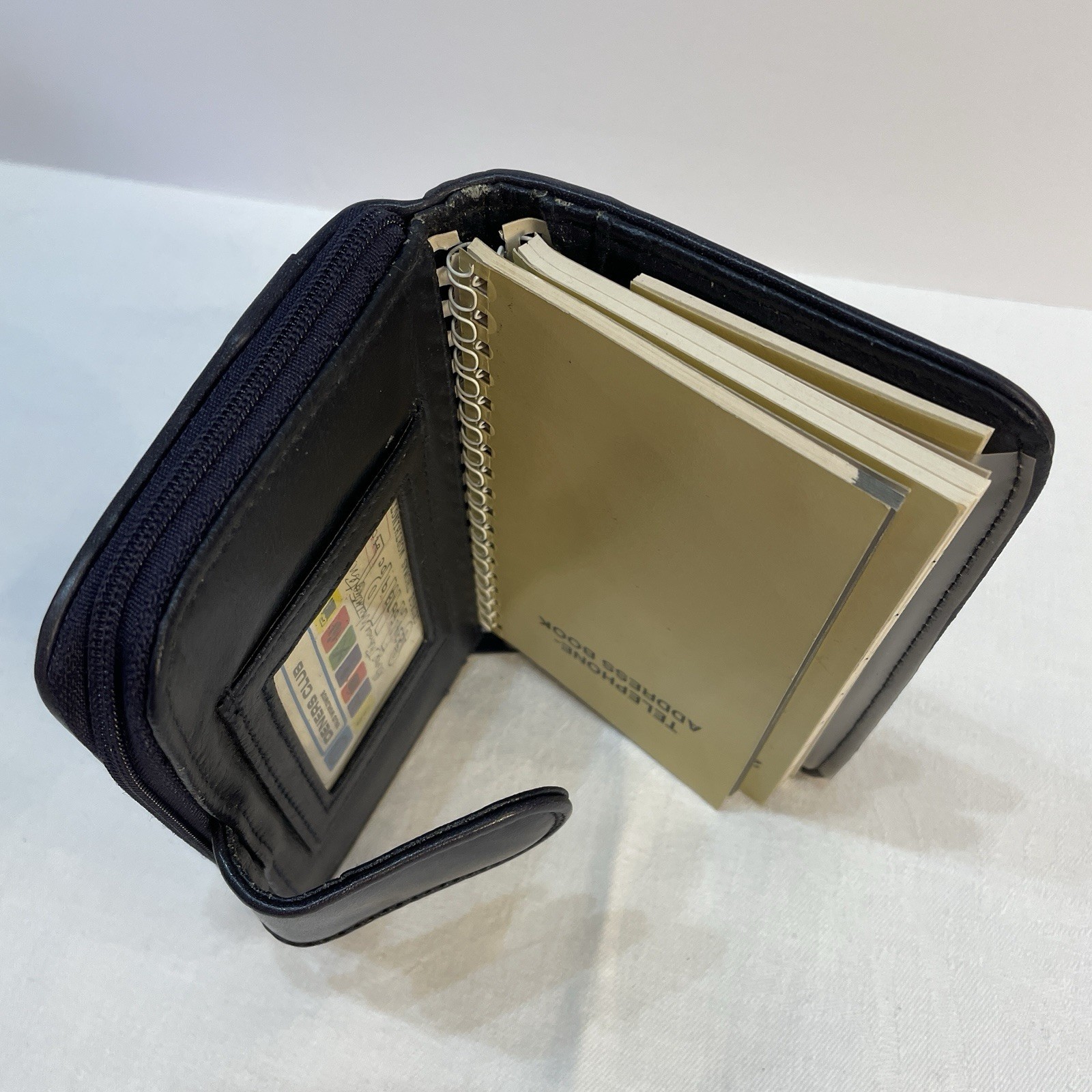 Vintage 80’s-90’s Women’s Organizer Planner Wallet Snap Tab Zip Navy Blue