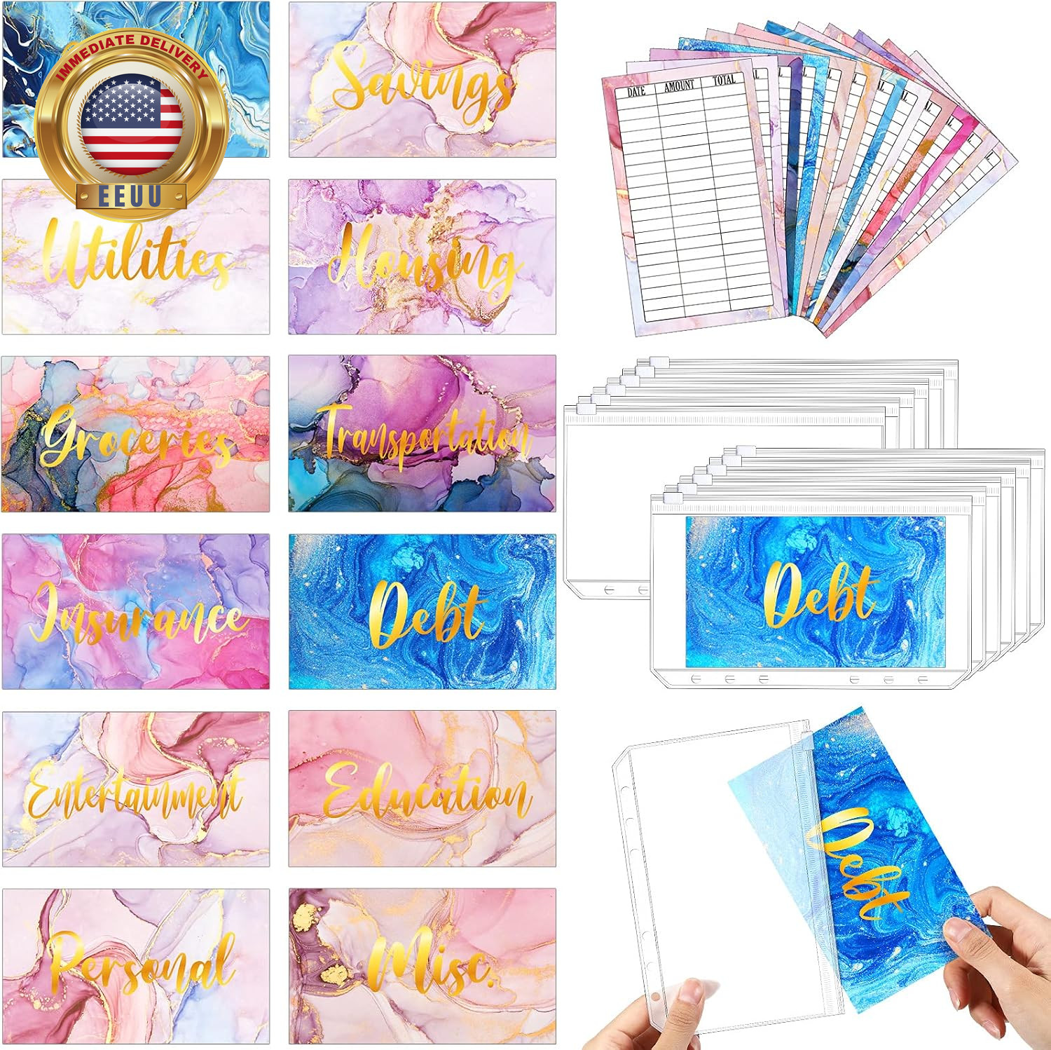 24 Pieces Budget Sheets Expense Tracker Sheets Budget Cash Envelopes A6 Pockets
