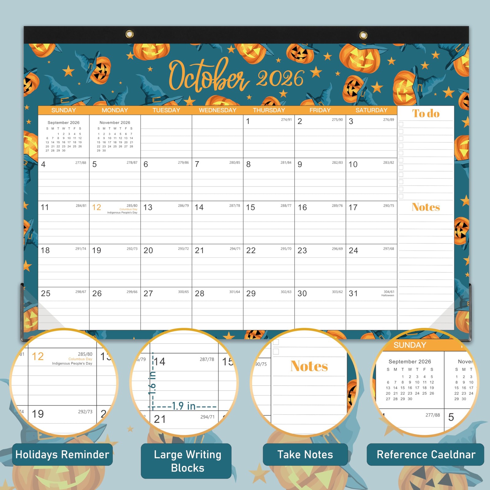 Desk Calendar 2026-2027 – July 2026 – December 2027, 17″ x 12″, Multicolored