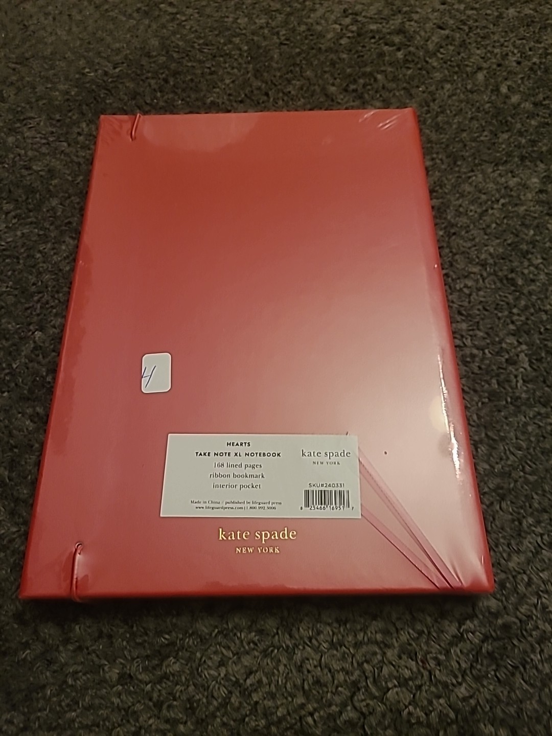 Kate Spade New York HEARTS TAKE NOTE NOTEBOOK 168 Lined Pages/Ribbon/Pocket