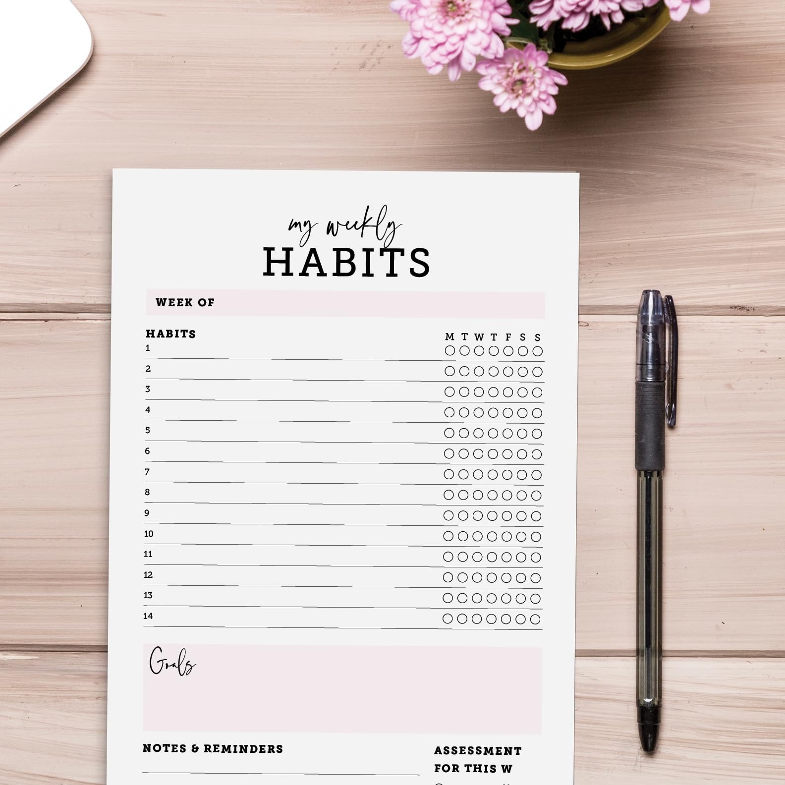 CARDAMONOLY Habit Tracker Notepad 6 inches X 9 inches, My Weekly Habits 6 x 9