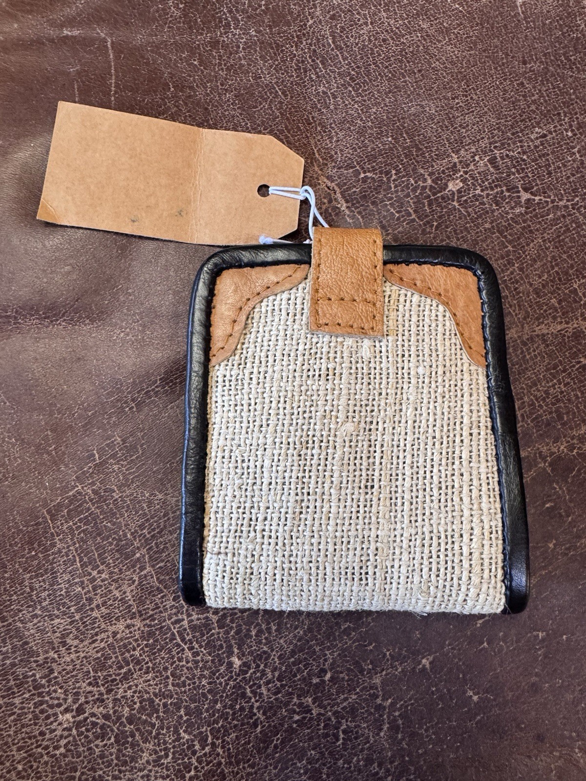 Natural Hemp and Leather Bifold Strap & Button Closure Made in Nepal