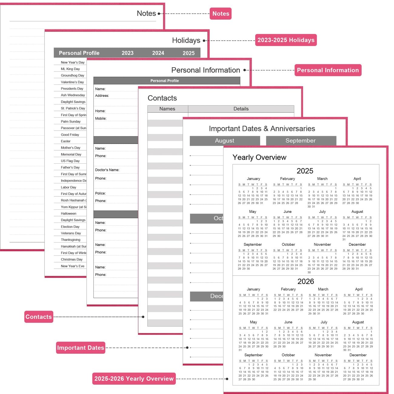 Daily & Monthly Planner for 2026 or Anytime – ADHD Planner Two Pages Per Day,…