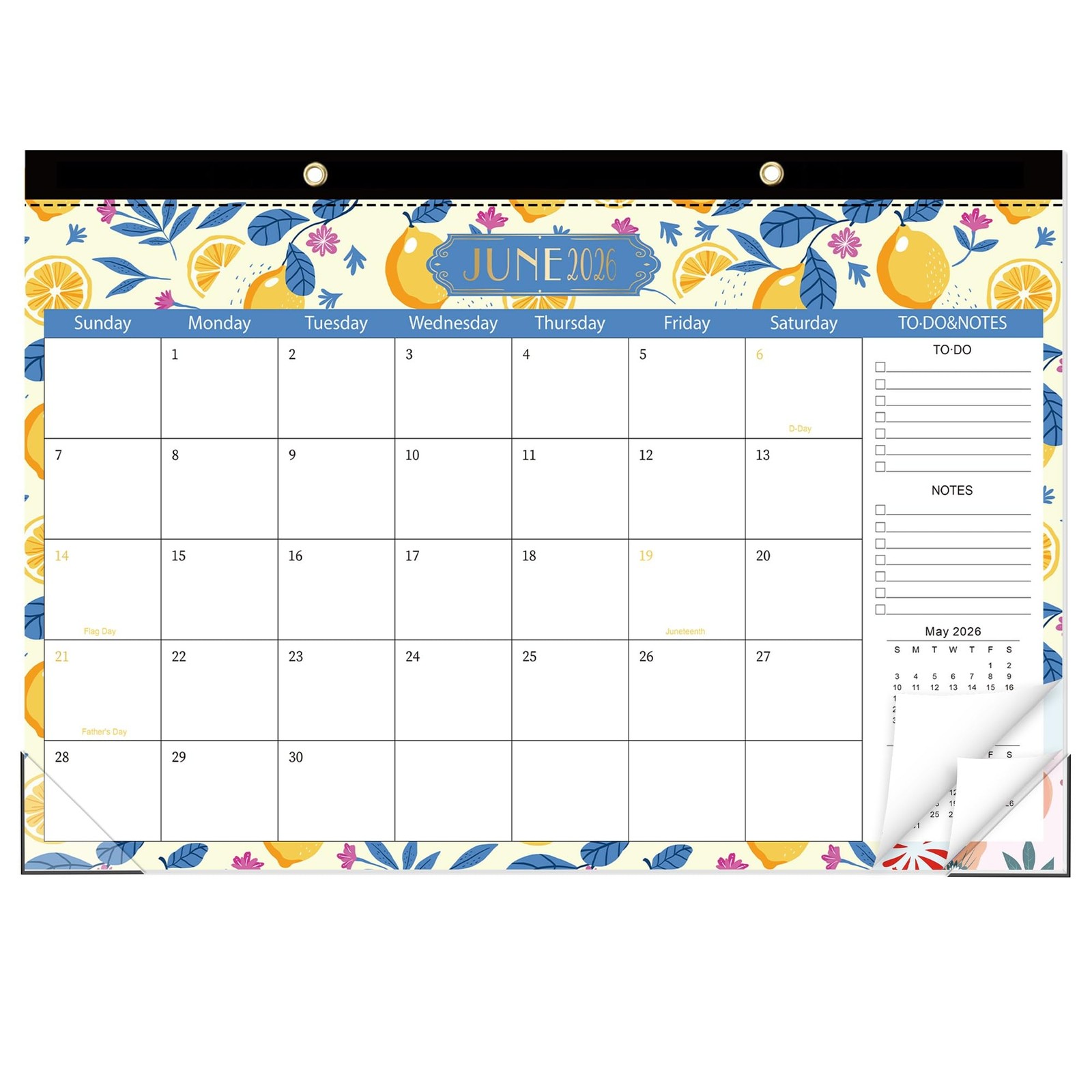GuassLee Desk Calendar 2026-2027, Top from Jun. 17″x11.5″, Blue