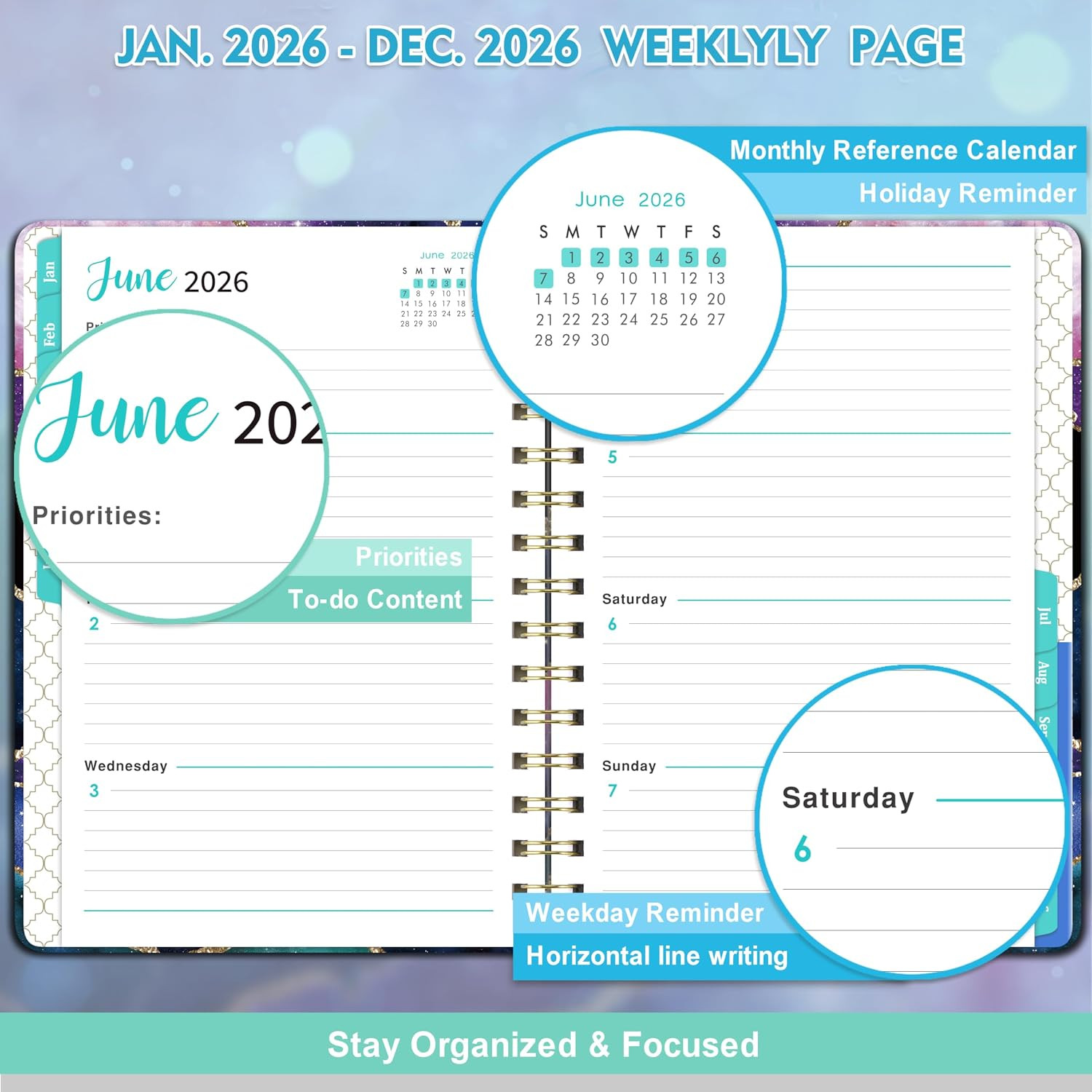 2026 Planner – Weekly & Monthly Planner 2026, JAN 2026 – DEC 2026, 6.4″ X 8.5″,