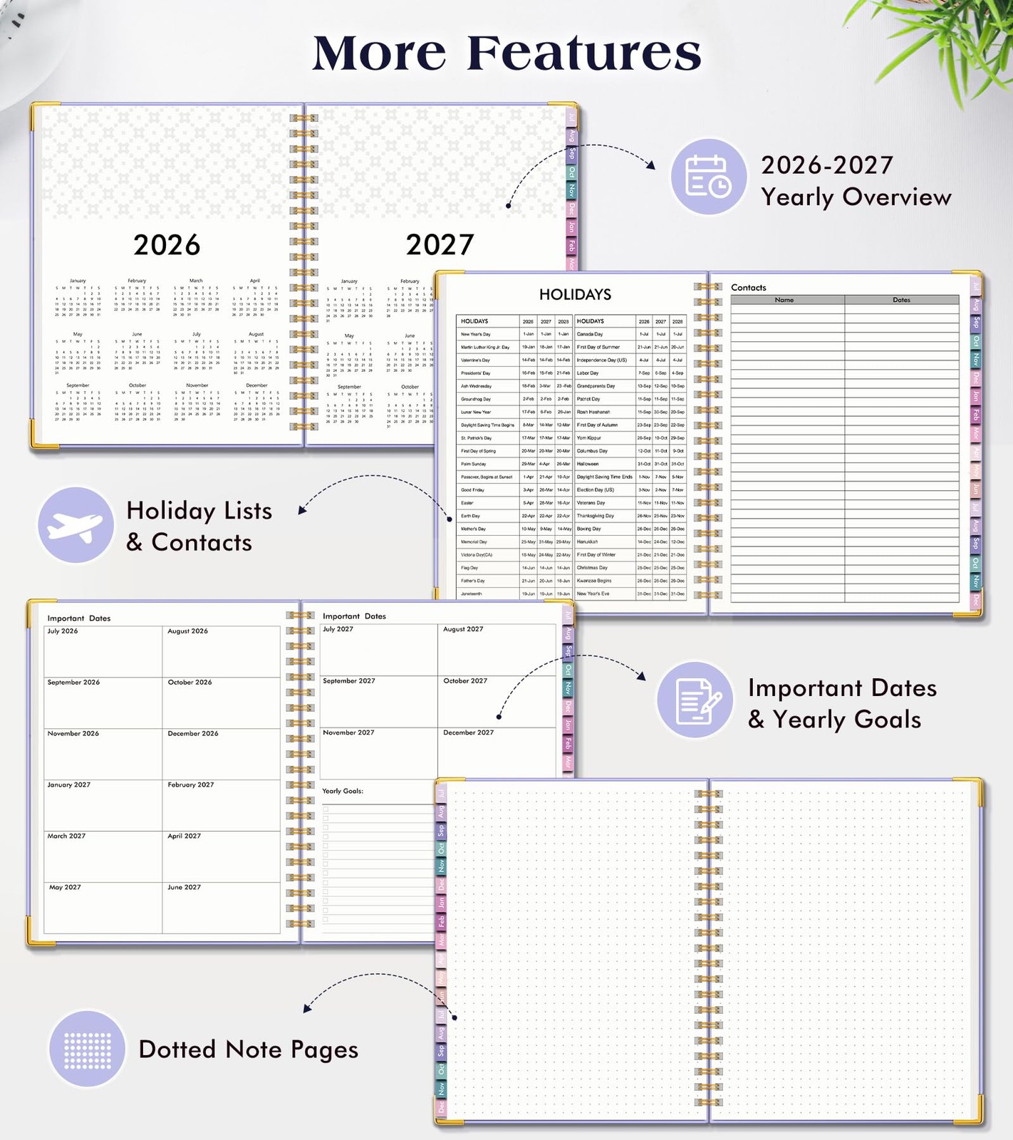 Academic Planner 2026-2027, 18 Months Weekly A4 (Jul 2026 – Dec 2027), Purple