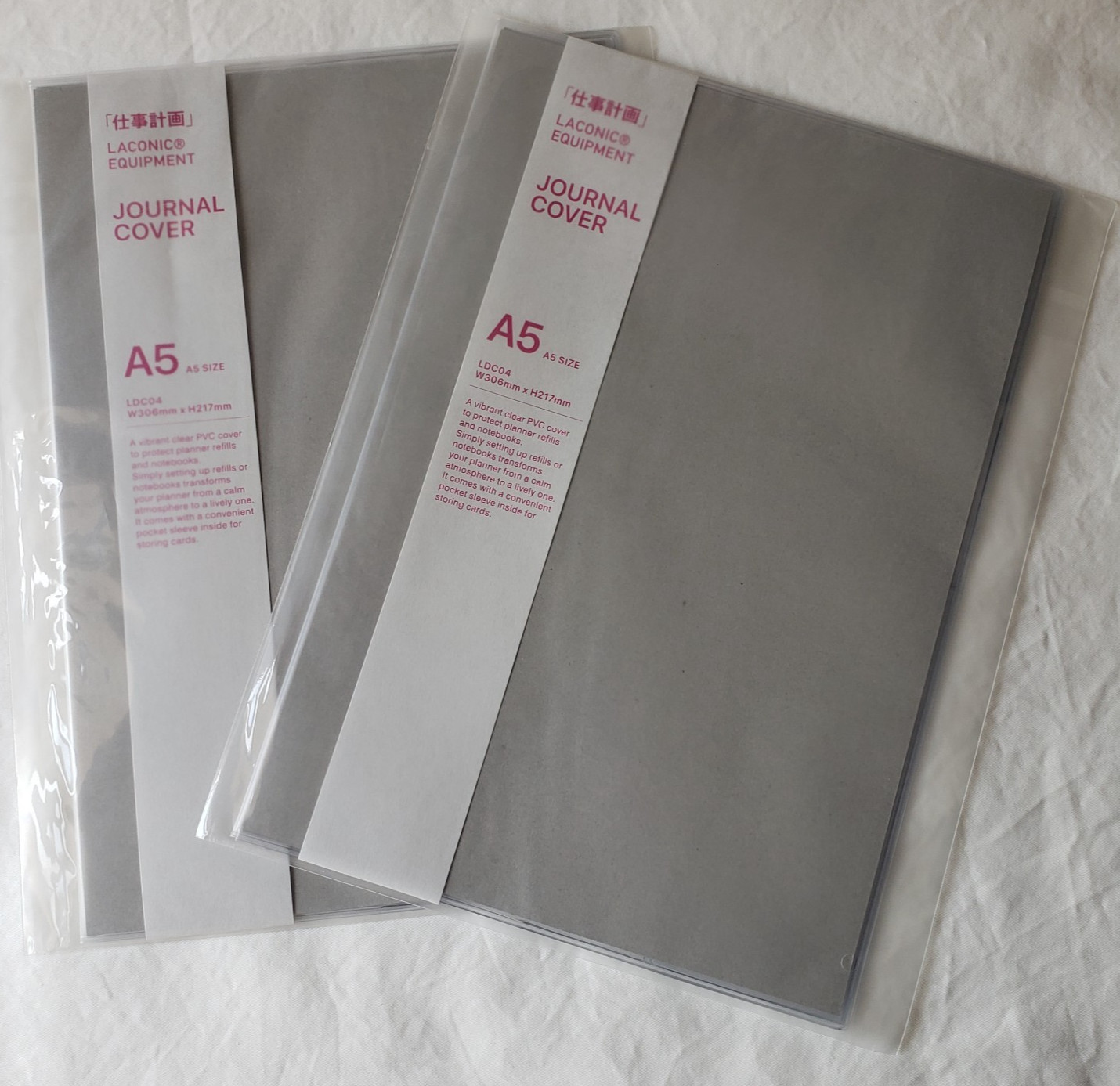 Lot of 2 Laconic Clear PVC A5 Journal Covers