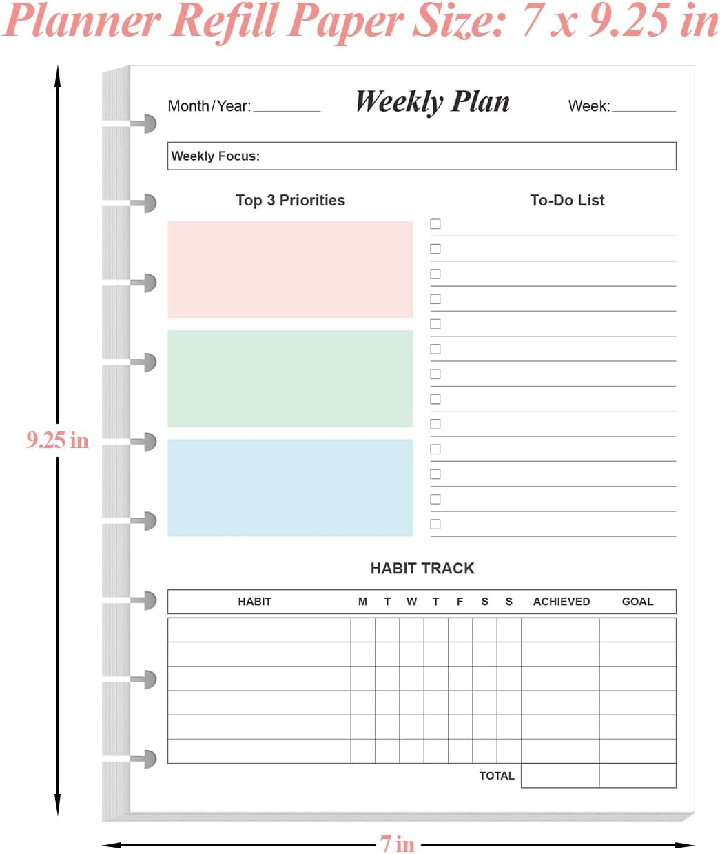 9 Disc Weekly Planner Undated Refills – Classic Size 53 1-pack, Colorful