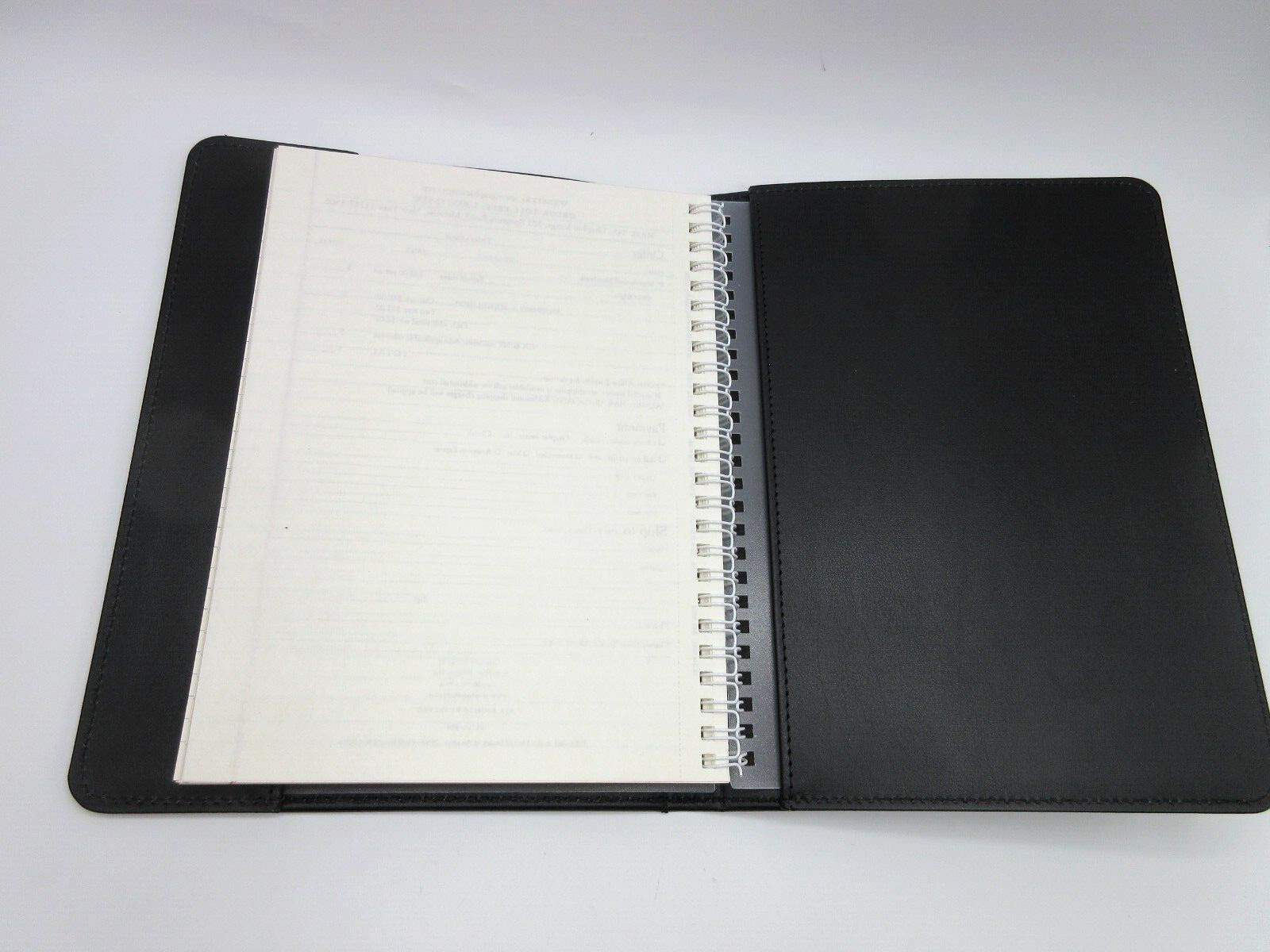Jos. A. Bank Notebook 9″ Leather Cover Refillable Spiral 144 Lined Pages Black