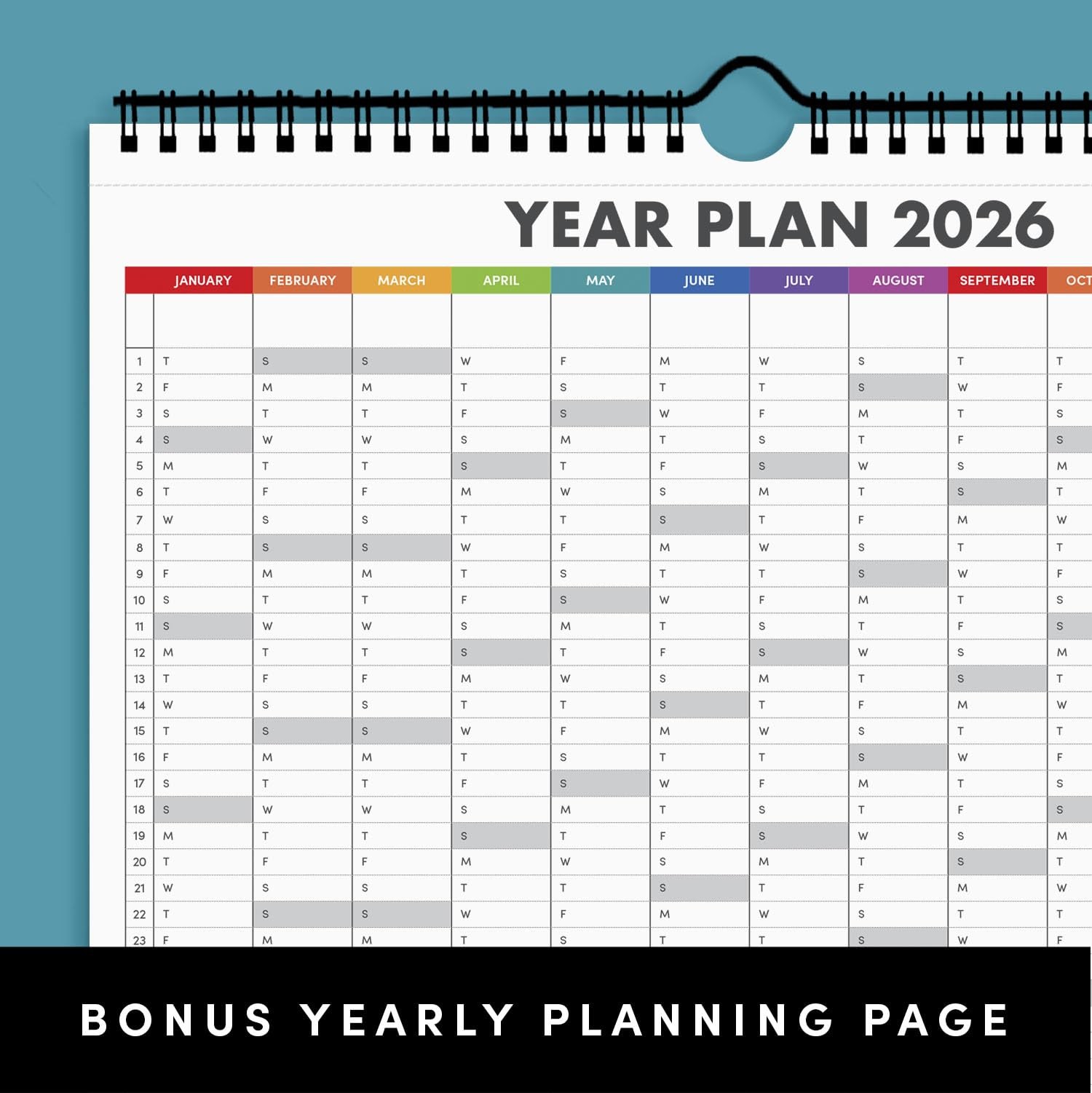 PAPERAGE 2026 Calendar, 12 Months (January 2026 – Small 2026, Raspberry