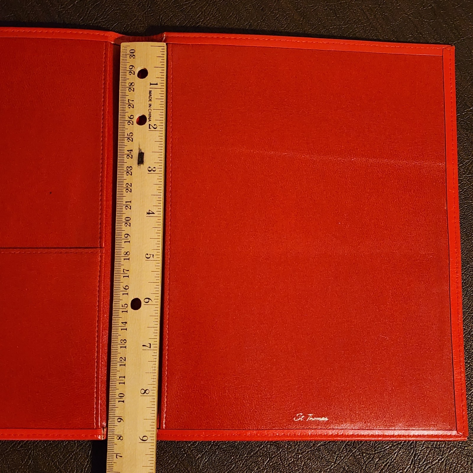 Vintage ST THOMAS Red Leather Notebook Journal Cover Planner Organizer Agenda