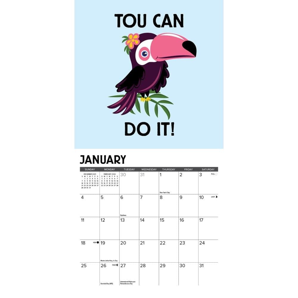 Willow Creek Press, Pun Intended 2026 Mini Wall Calendar, 7” X 7”, Multi