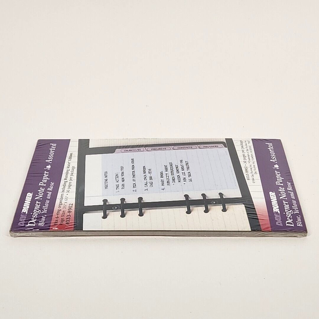 Day Runner Designer Note Paper Asst Refill Pages 033-8902 1994 New 6 Ring 3¾X6¾
